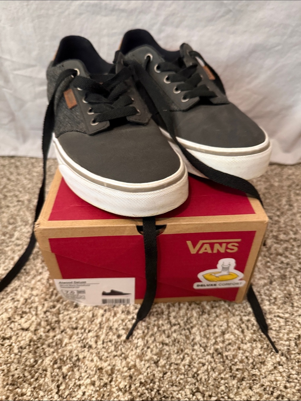 Vans Men’s Black Canvas Low-Top Sneakers with White Sole